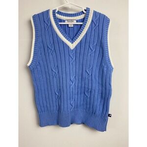 KiteStrings‎ Cable Knit Sweater Vest Size 7 Blue White Sleeveless Preppy